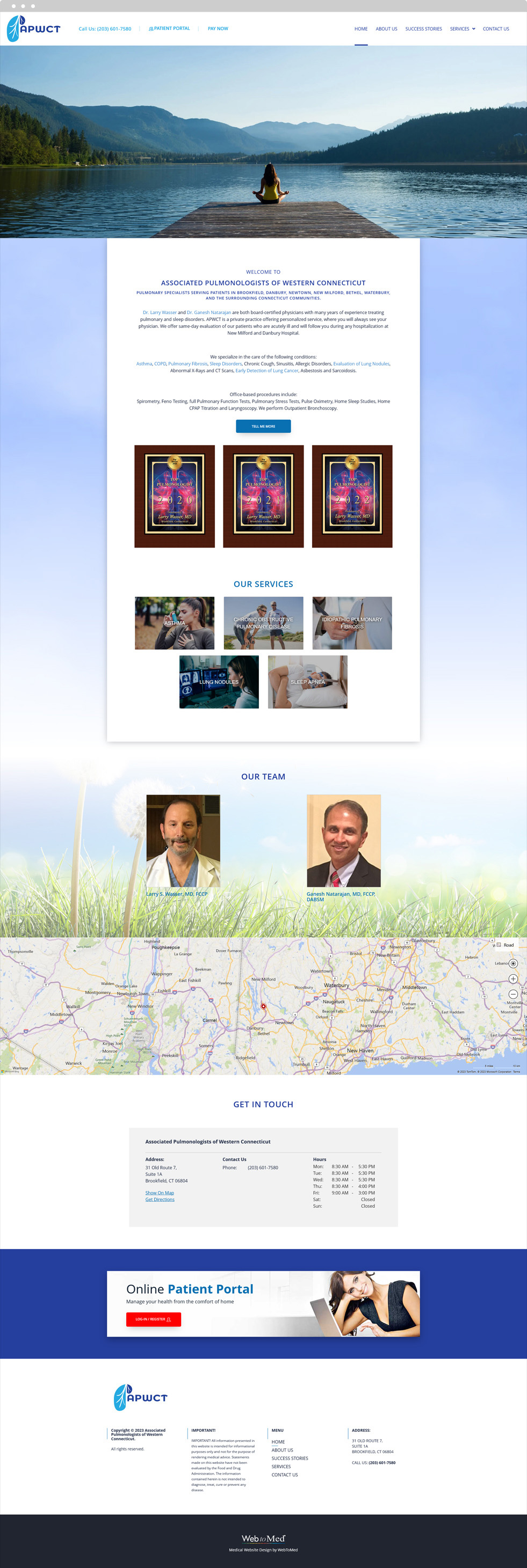 Allergy Website Design - Associated Pulmonologists of Western Connecticut - Homepage