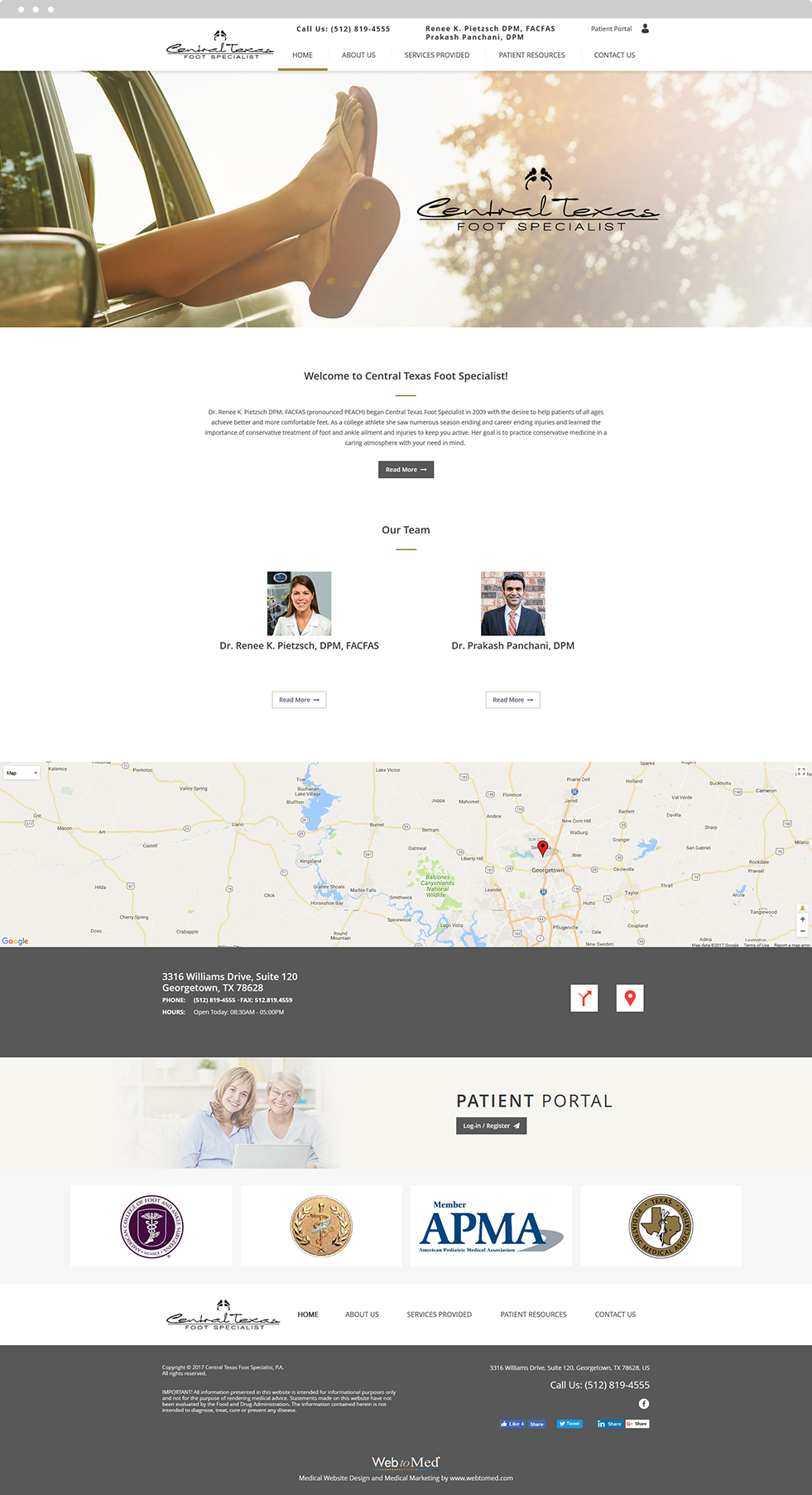 Podiatry Website Design - Central Texas Foot Specialist - Homepage