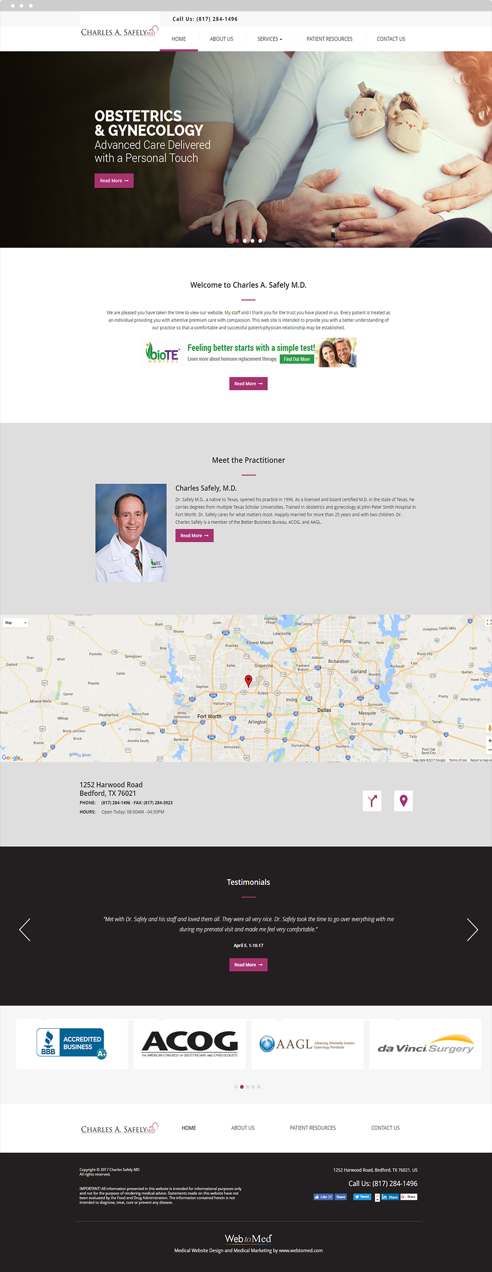 OBGYN Website Design - Charles Safely, MD - Homepage
