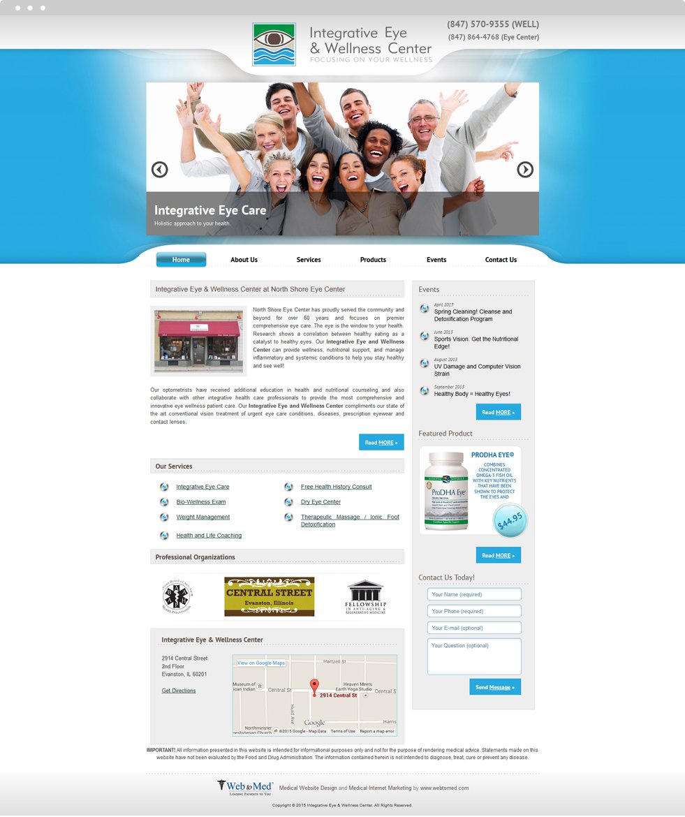 Ophthalmology Website Design - Integrative Eye & Wellness Center - Homepage