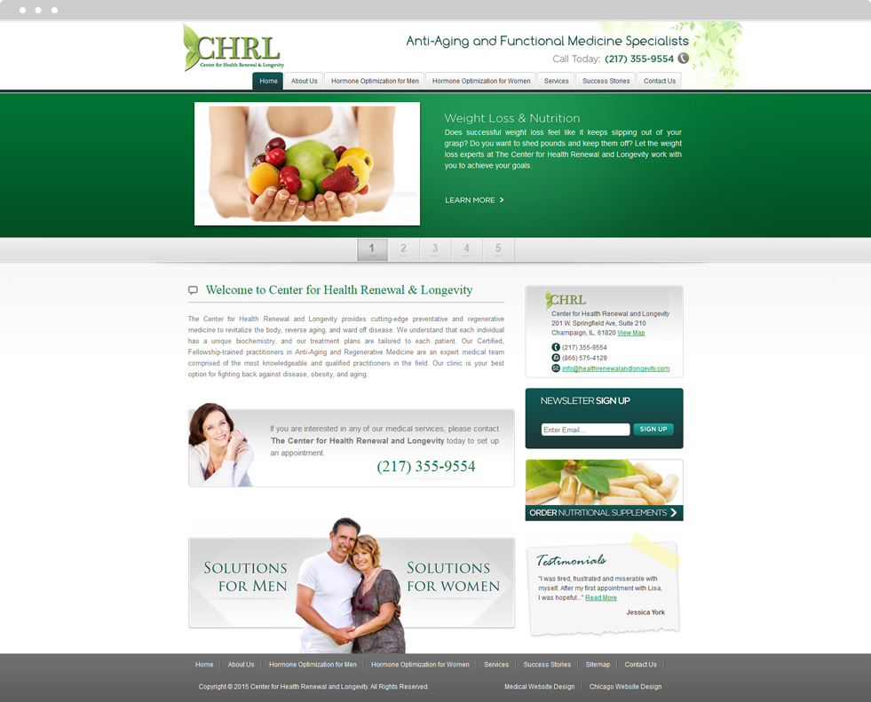 Integrative Medicine Website Design - Center for Health Renewal & Longevity - Homepage