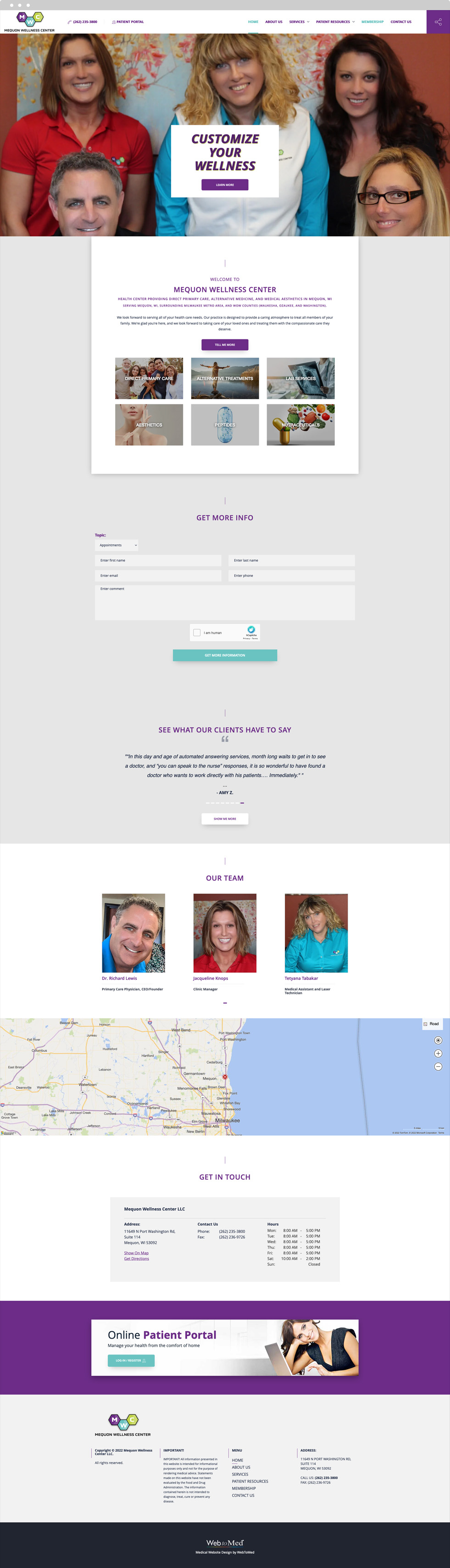 Concierge Medicine Website Design - Mequon Wellness Center - Homepage