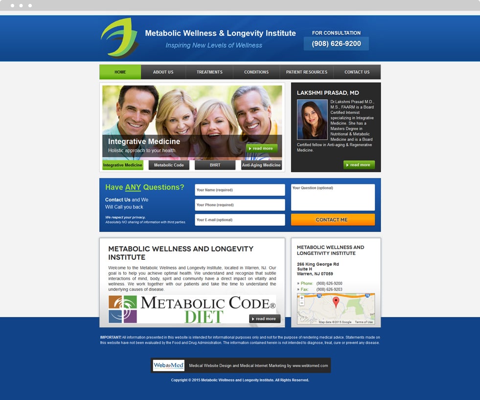 Integrative Medicine Website Design - Metabolic Wellness & Longevity Institute - Homepage