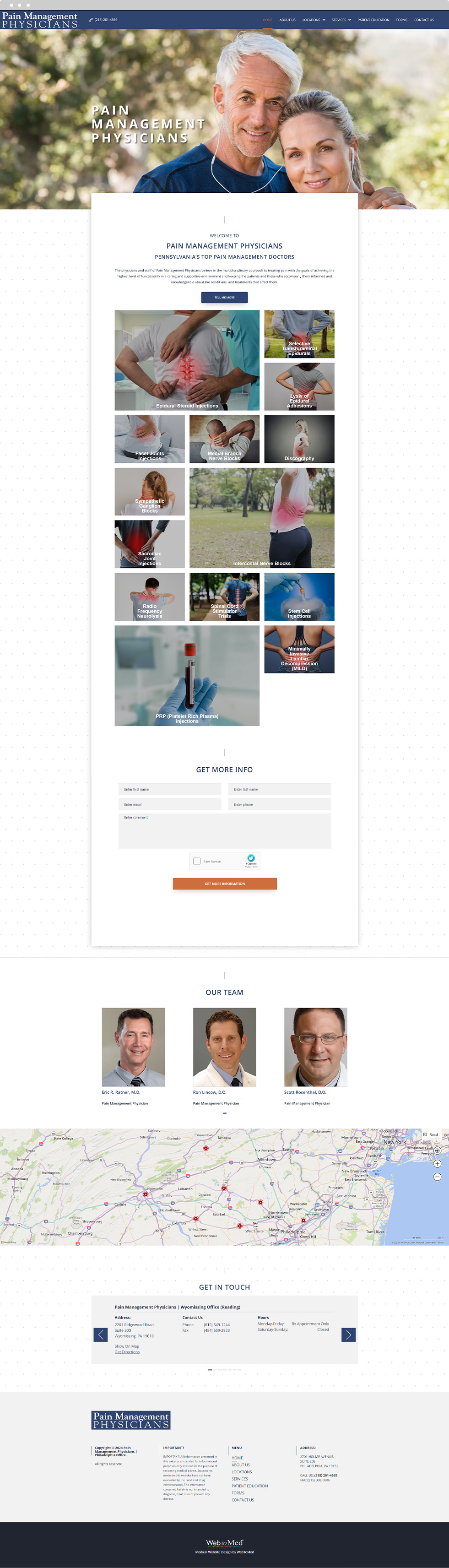 Orthopedic Website Design - Pain Management Physicians - Homepage