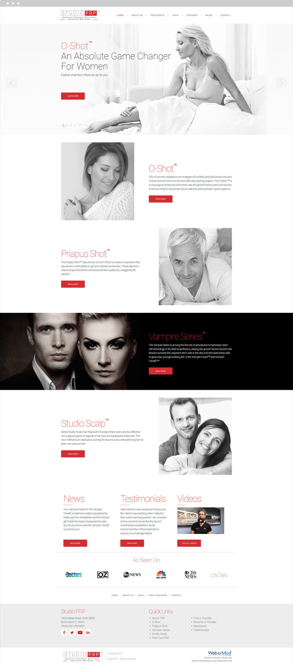 Medical Services Website Design - Studio PRP - Homepage