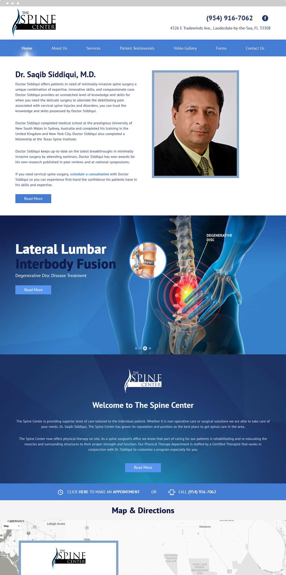 Surgery Website Design - The Spine Center - Homepage