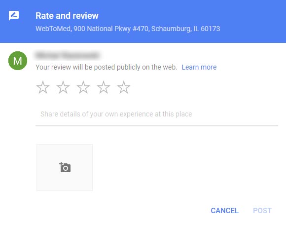 Google Review Submission Screen