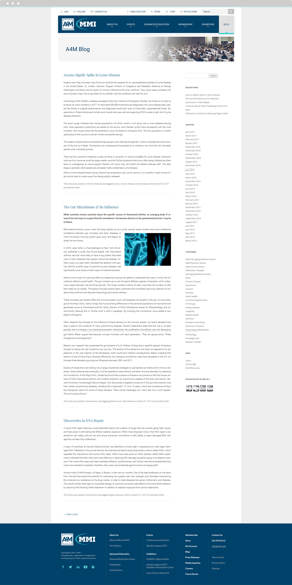 Enterprise Medical Blogs Website Design - A4M Blog - Homepage