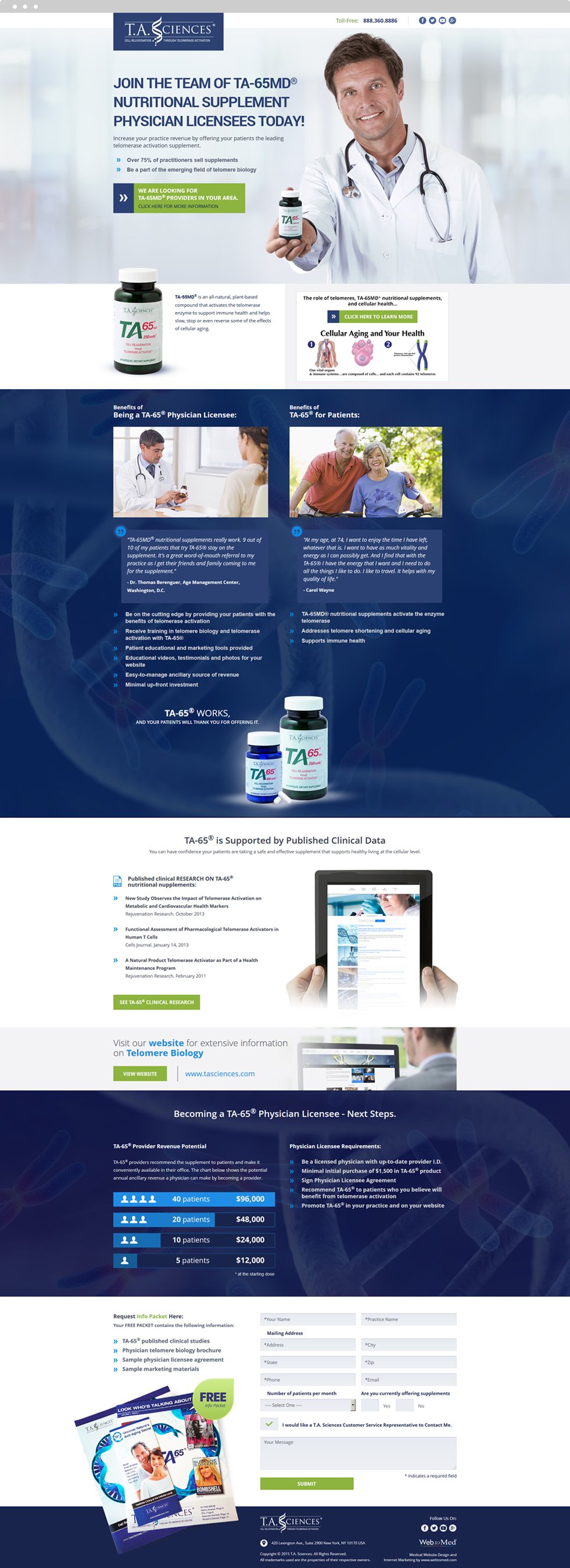 Medical Products Website Design - T.A. Sciences - Homepage