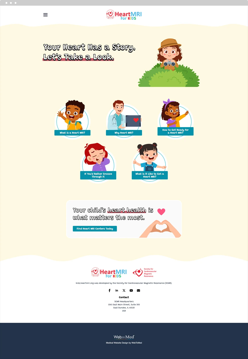 Cardiology Website Design - HeartMRI for Kids - Homepage