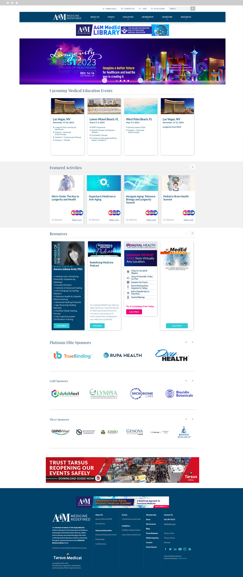 Medical Associations Website Design - American Academy of Anti-Aging Medicine - Homepage