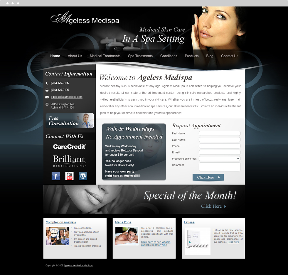 Med Spa Website Design - Ageless Medispa - Homepage