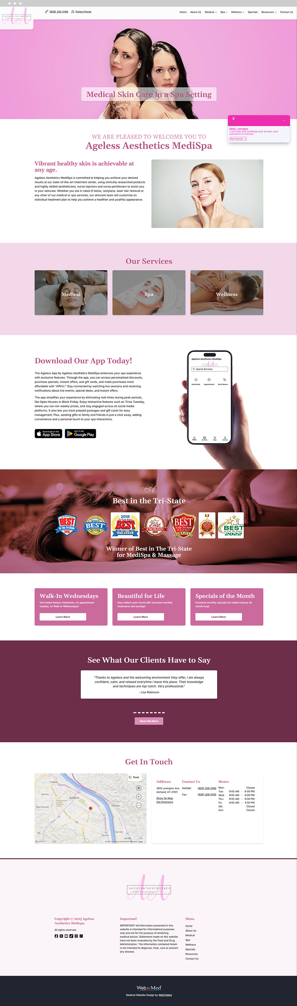 Med Spa Website Design - Ageless Aesthetics Medispa - Homepage