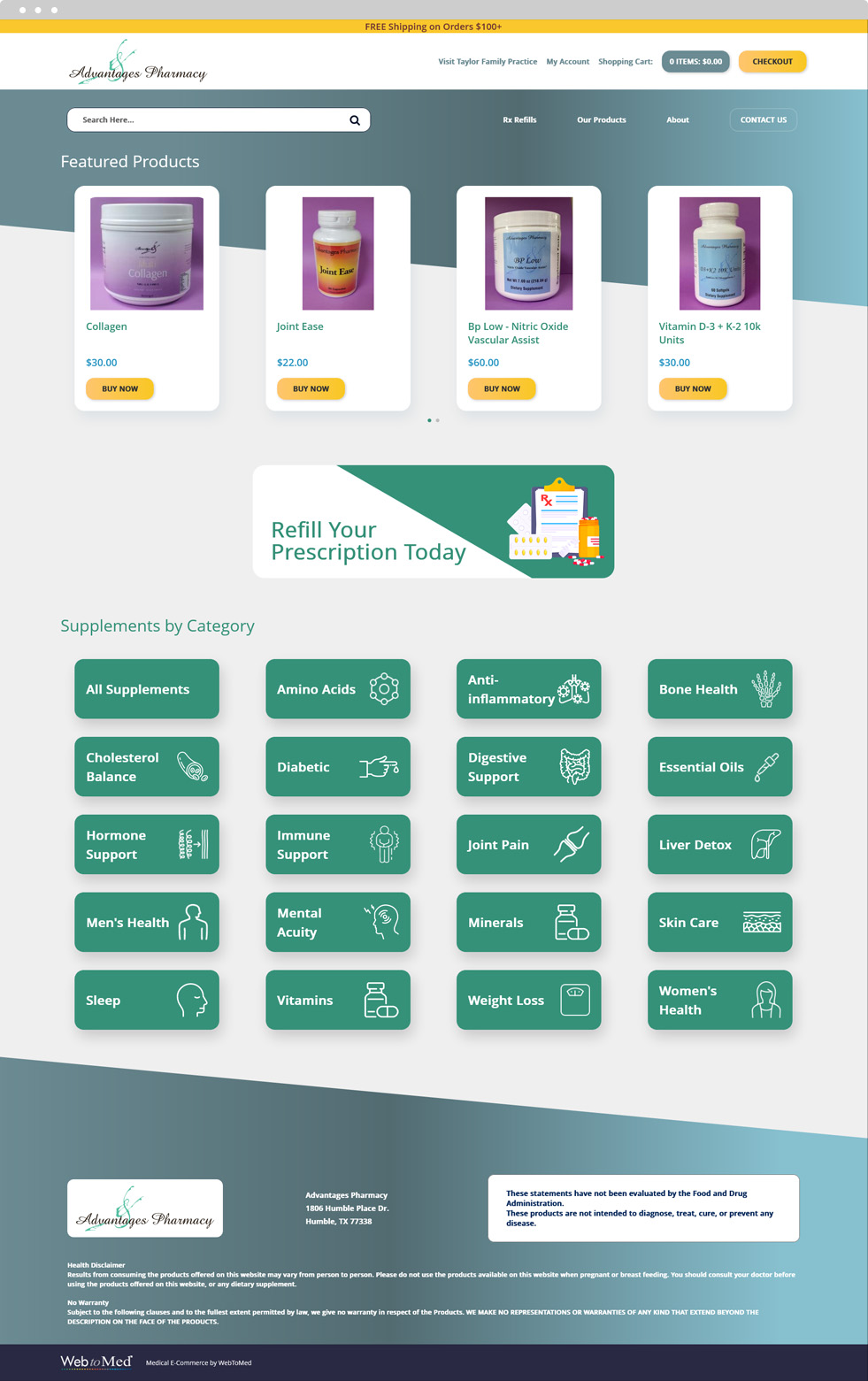 Pharmacies Website Design - Advantages Pharmacy - Homepage