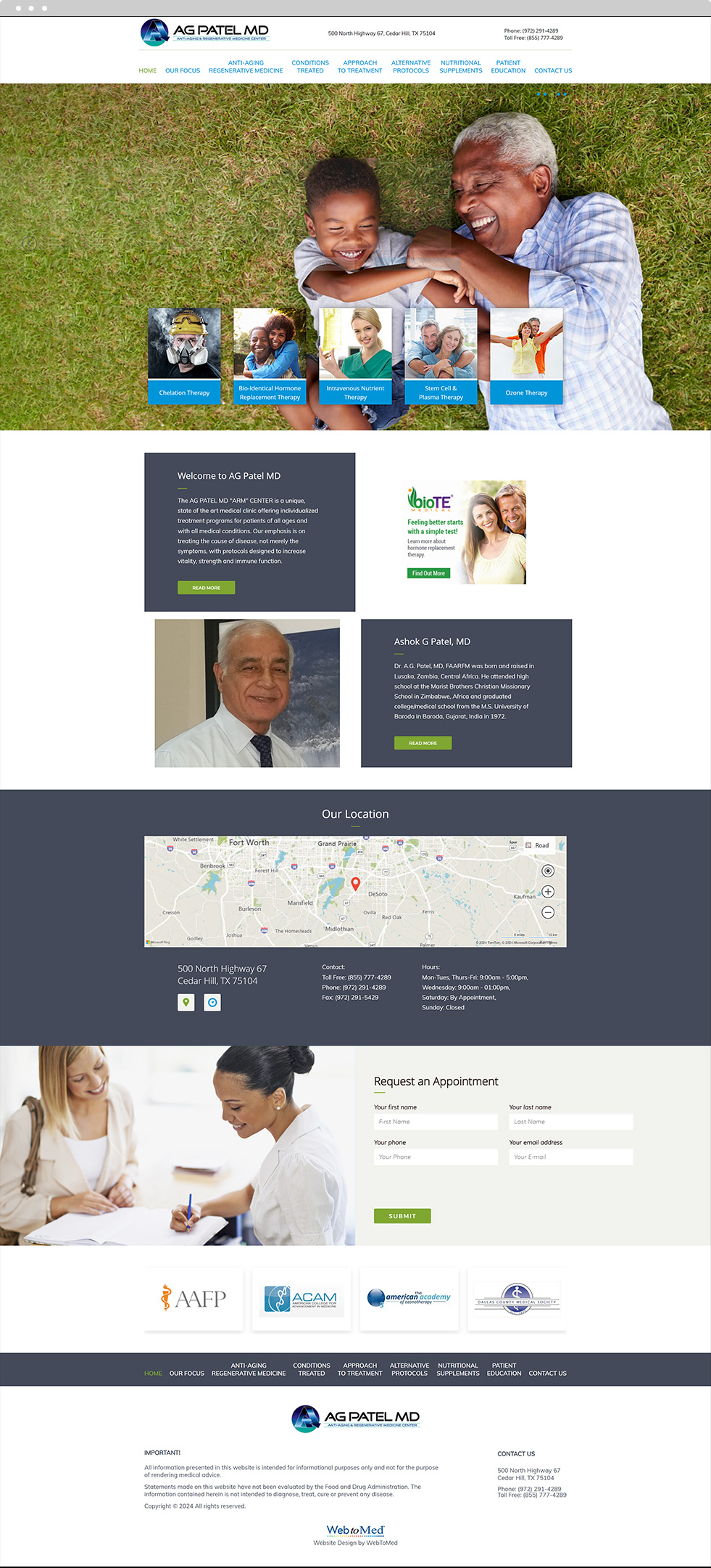 Regenerative Medicine & Biologics Website Design - AG Patel MD Anti-Aging & Regenerative Medicine Center - Homepage