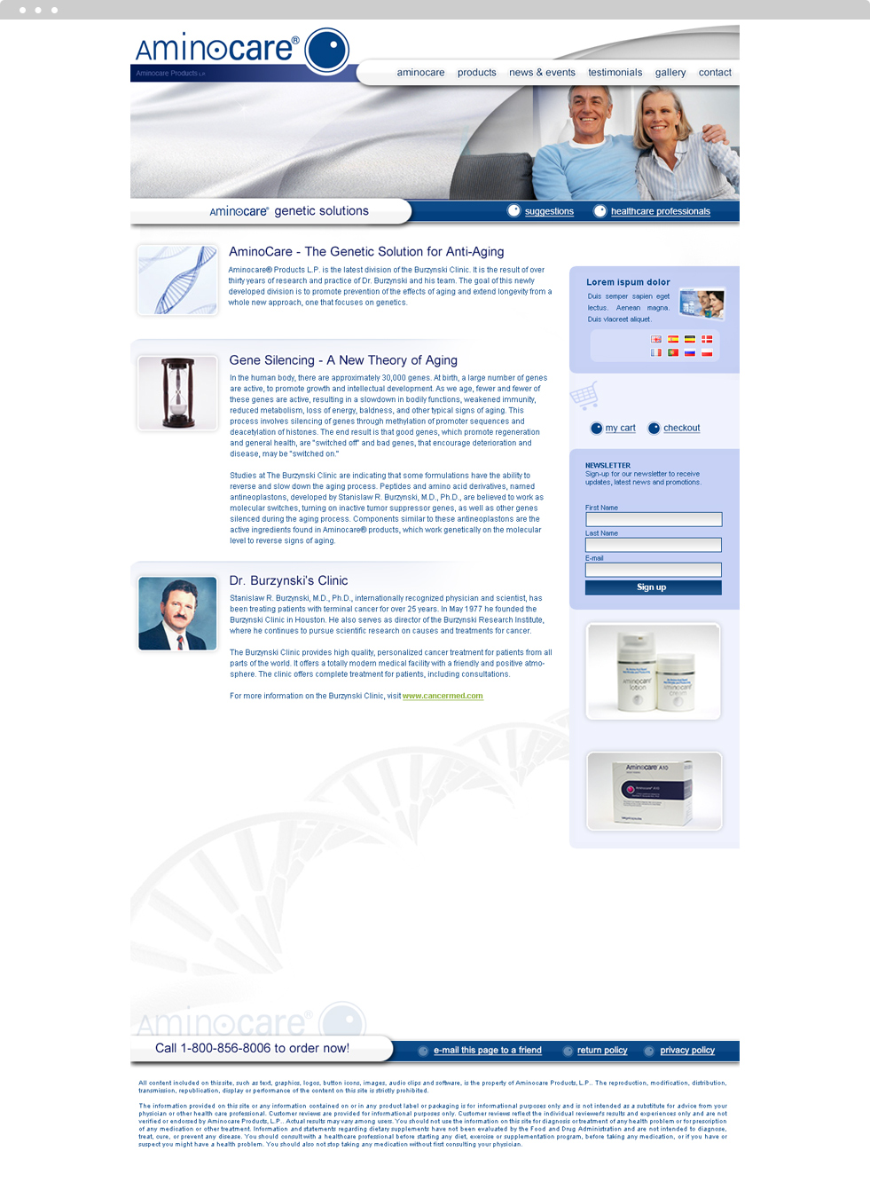 Medical Products Website Design - Aminocare - Homepage