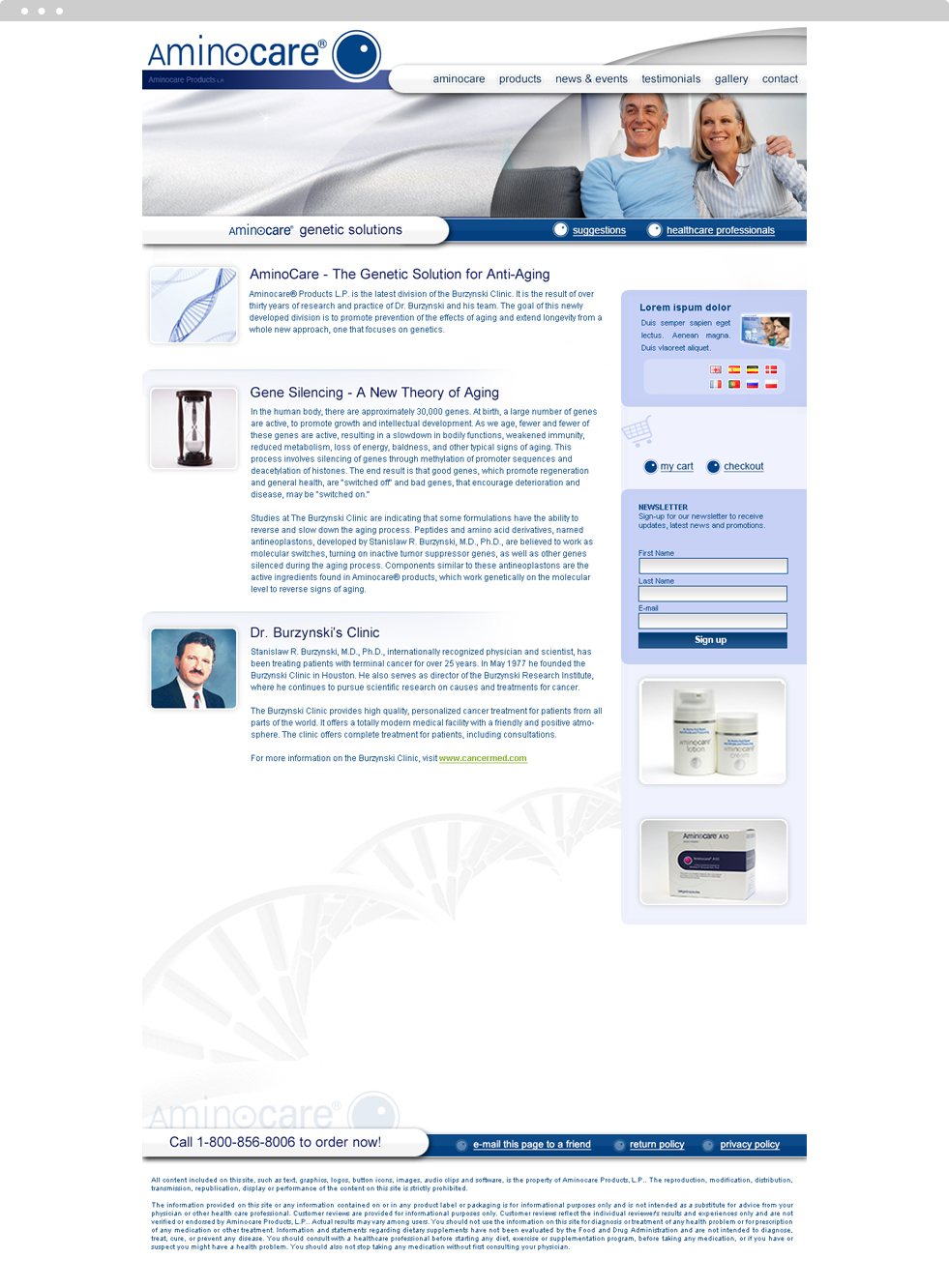  Website Design - Aminocare - Homepage