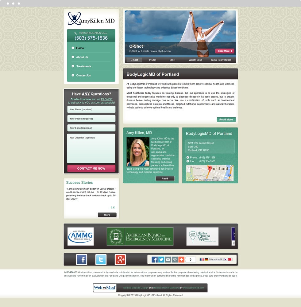Integrative Medicine Website Design - AmyKillen MD - Homepage