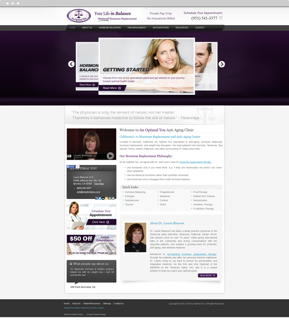 Integrative Medicine Website Design - An Optimal You - Homepage