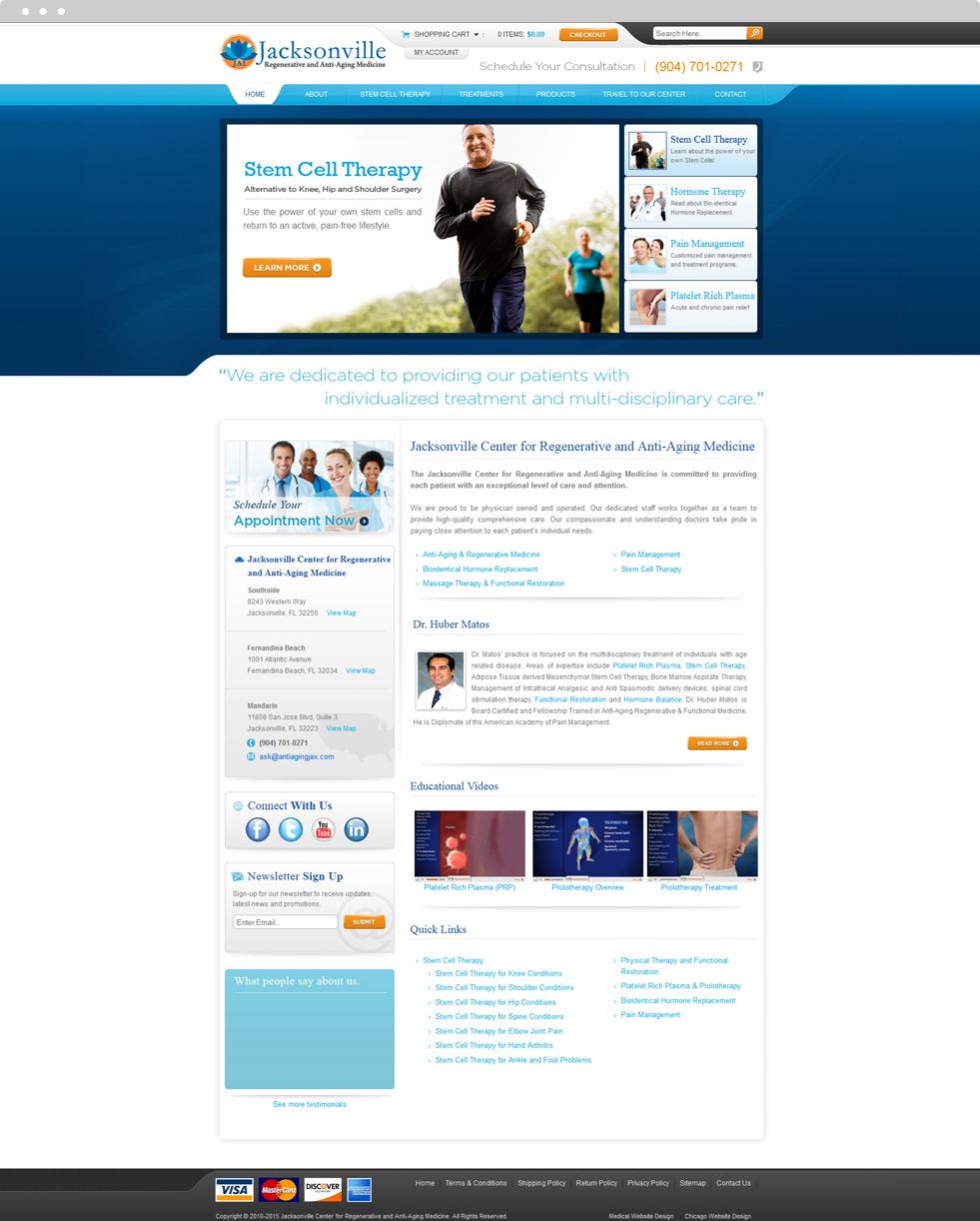 Integrative Medicine Website Design - Jacksonville Anti-Aging Institute - Homepage