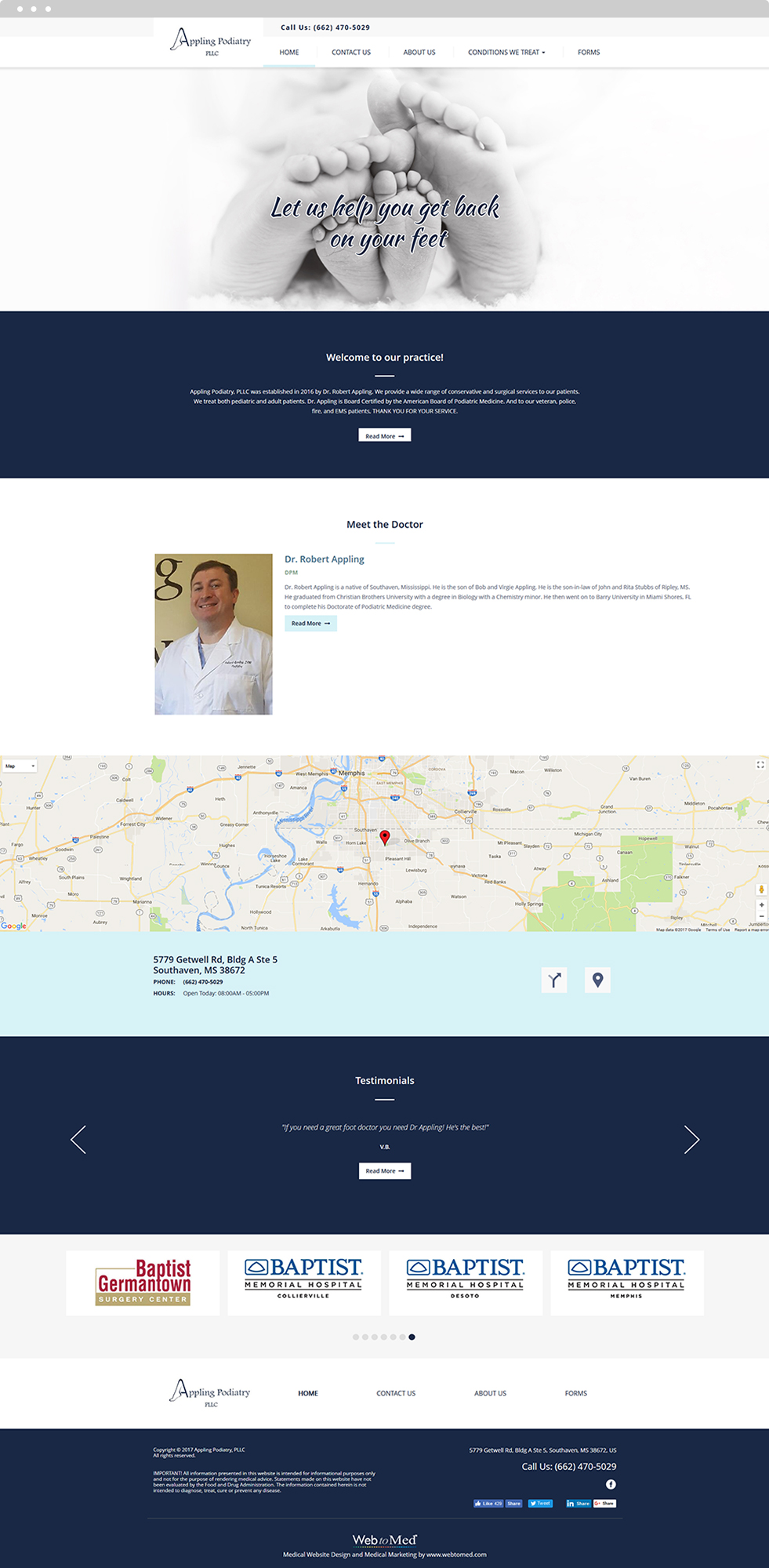 Podiatry Website Design - Appling Podiatry - Homepage