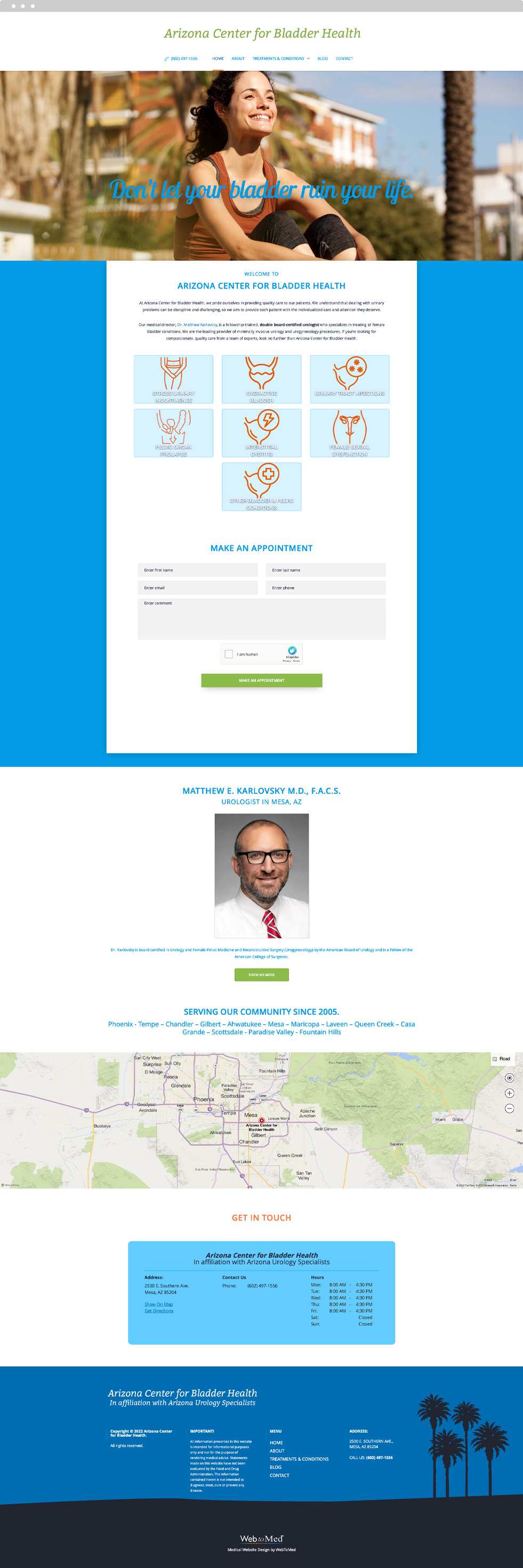 Urology Website Design - Arizona Center for Bladder Health - Homepage