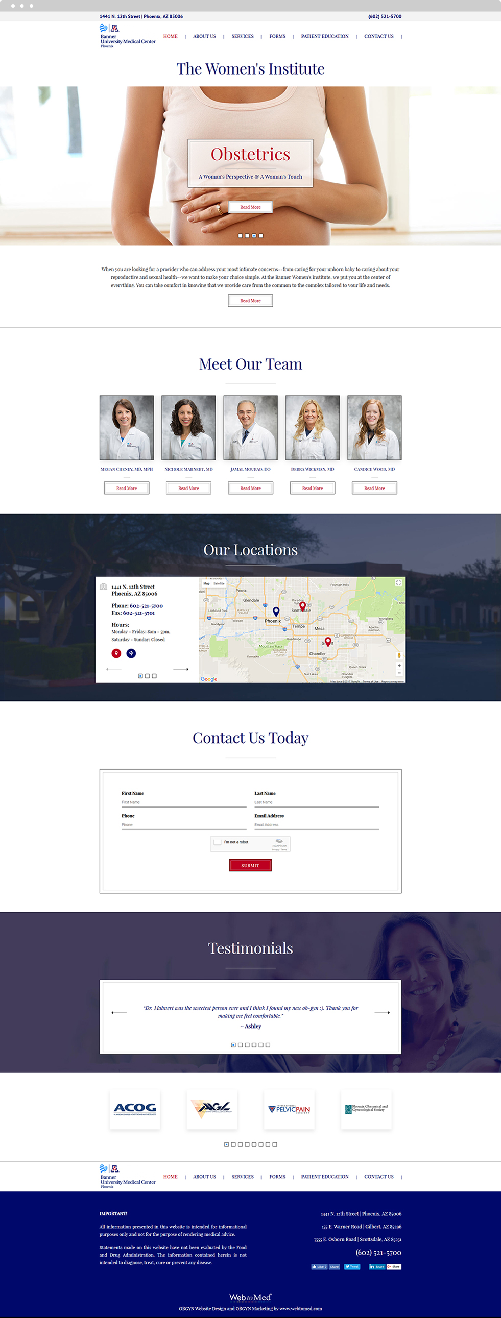 OBGYN Website Design - The Women's Institute - Homepage