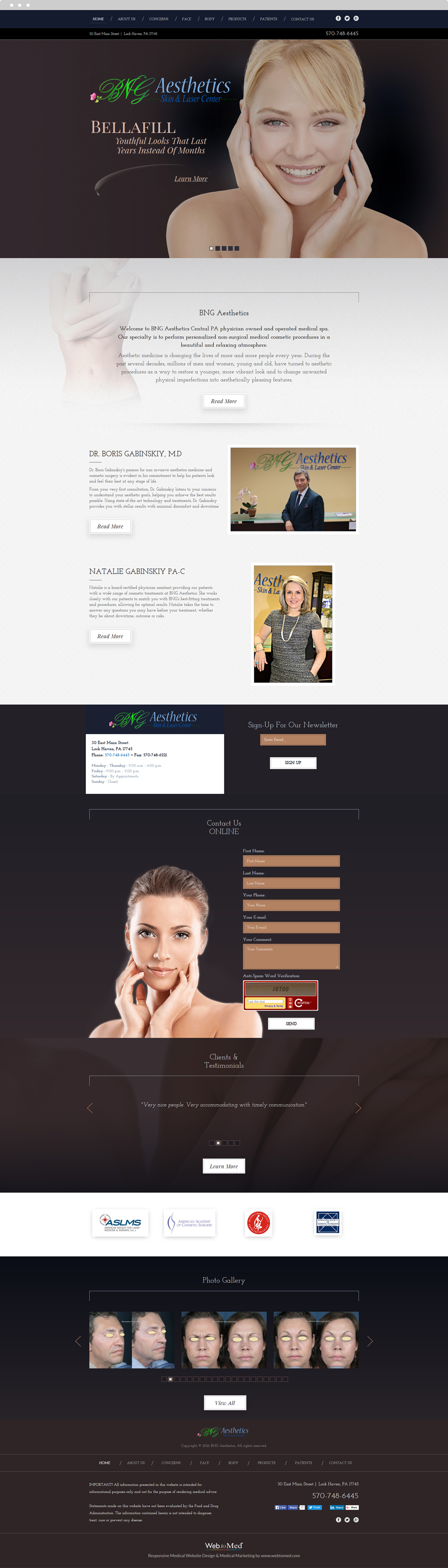 Plastic Surgery Website Design - BNG Aesthetics - Homepage