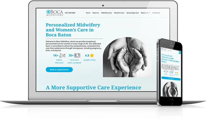 Top OBGYN Website Design - Boca Midwifery