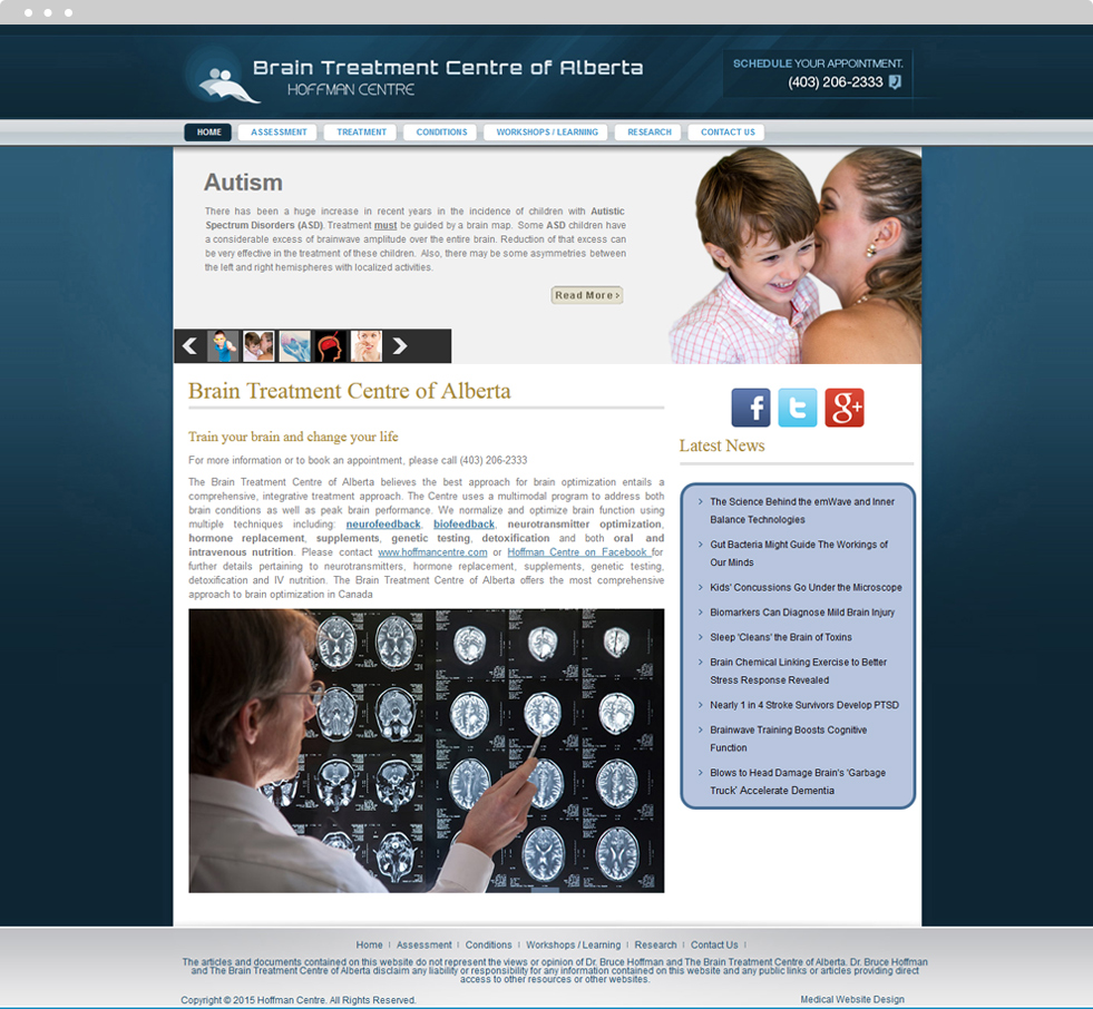 Psychiatry Website Design - Brain Treatment Centre of Alberta - Homepage