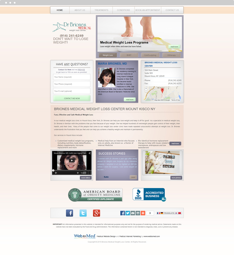 Weight Loss Website Design - Dr. Briones Medical Weight Loss Center - Homepage