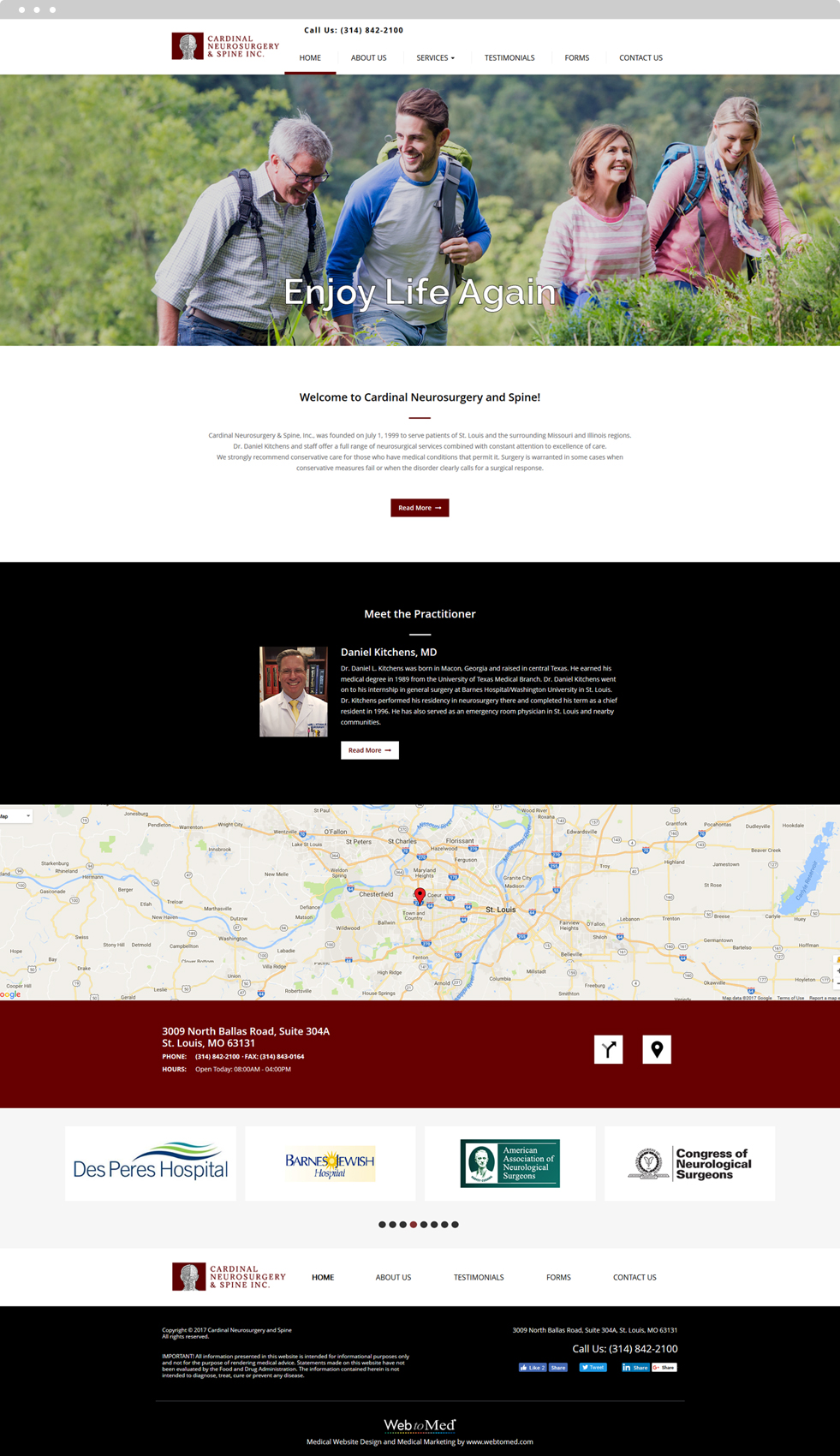 Neurology Website Design - Cardinal Neurosurgery & Spine - Homepage