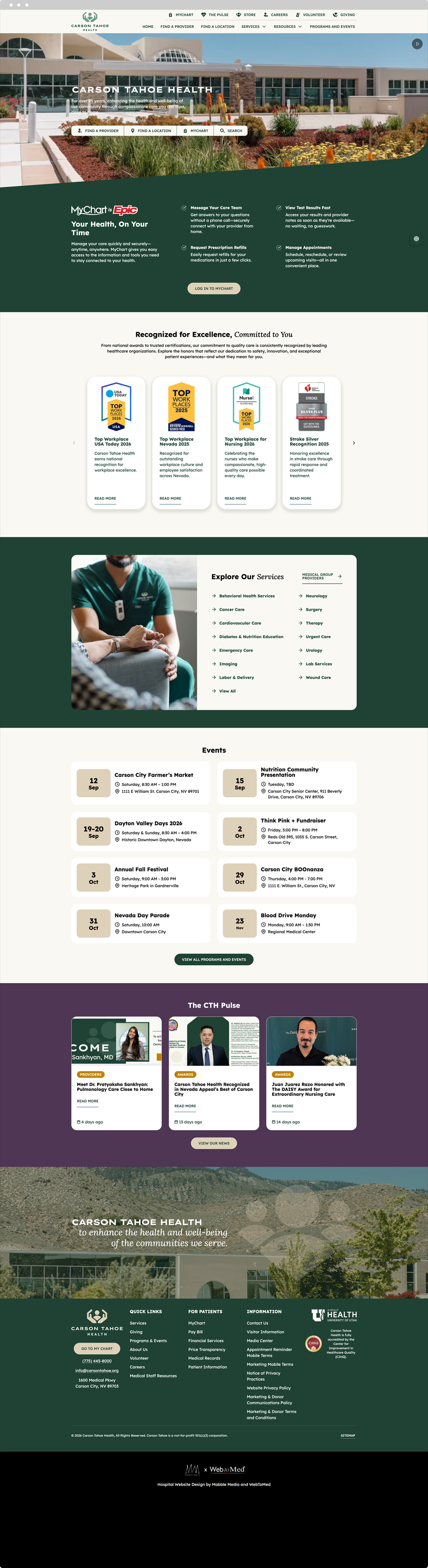 Hospitals Website Design - Carson Tahoe Health - Homepage