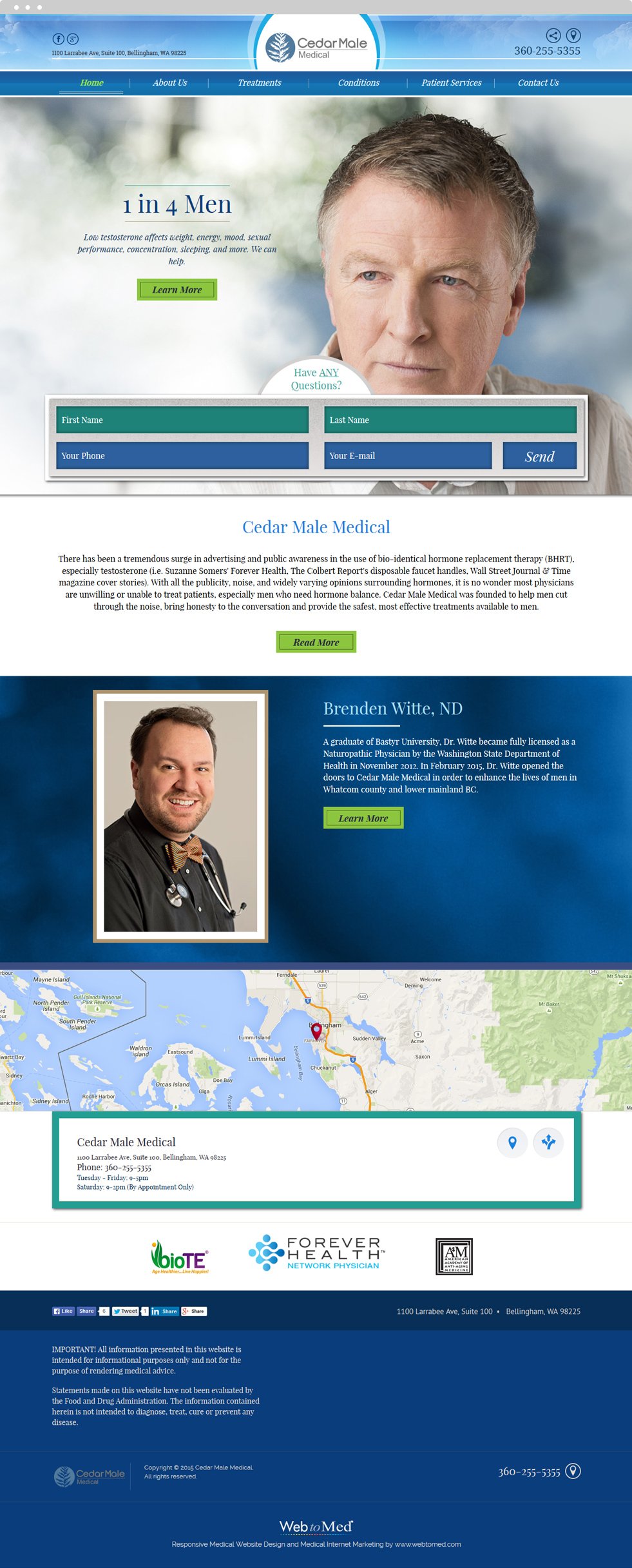Integrative Medicine Website Design - Cedar Male Medical - Homepage