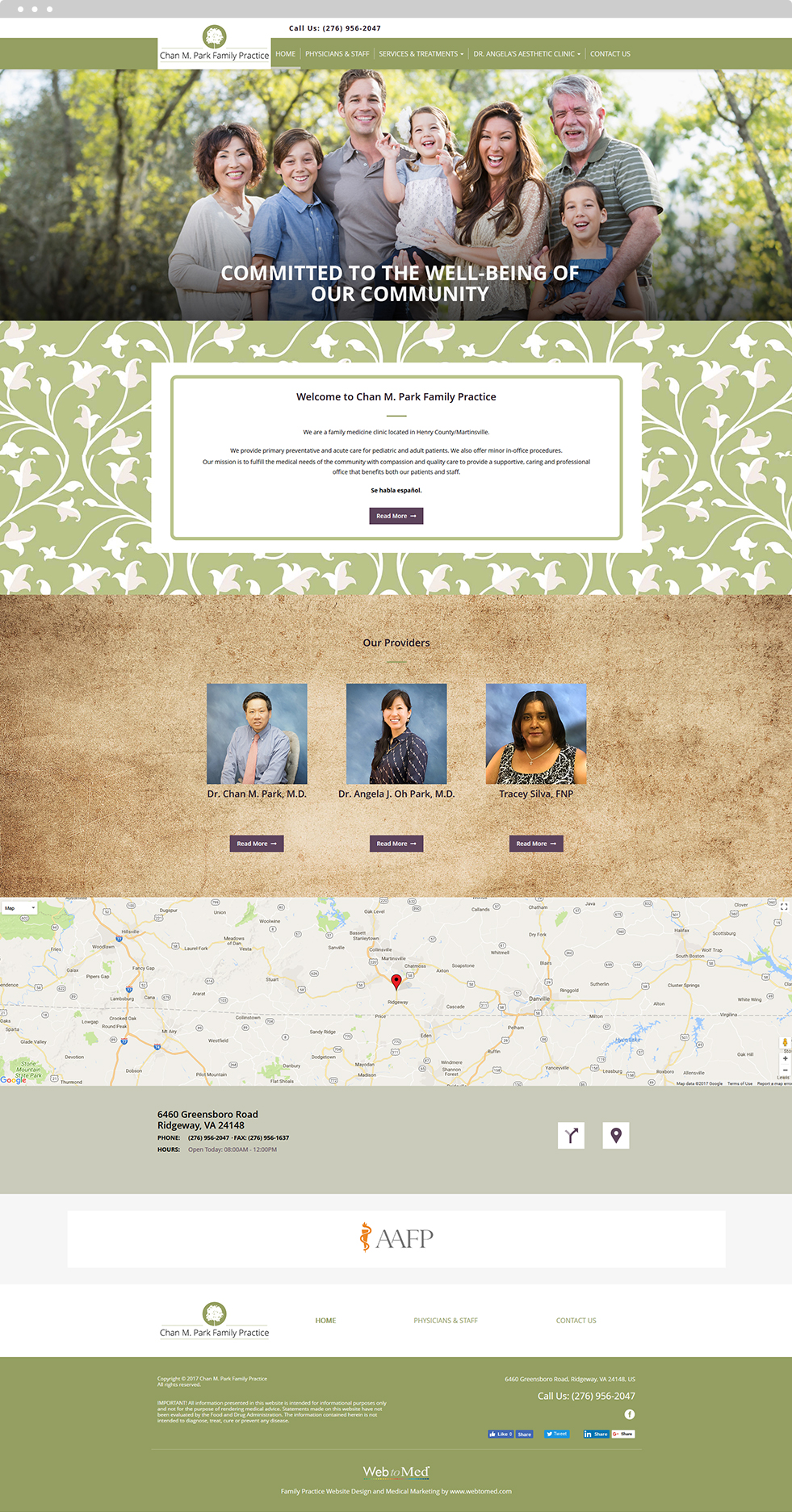 Family Medicine Website Design - Chan M. Park Family Practice - Homepage