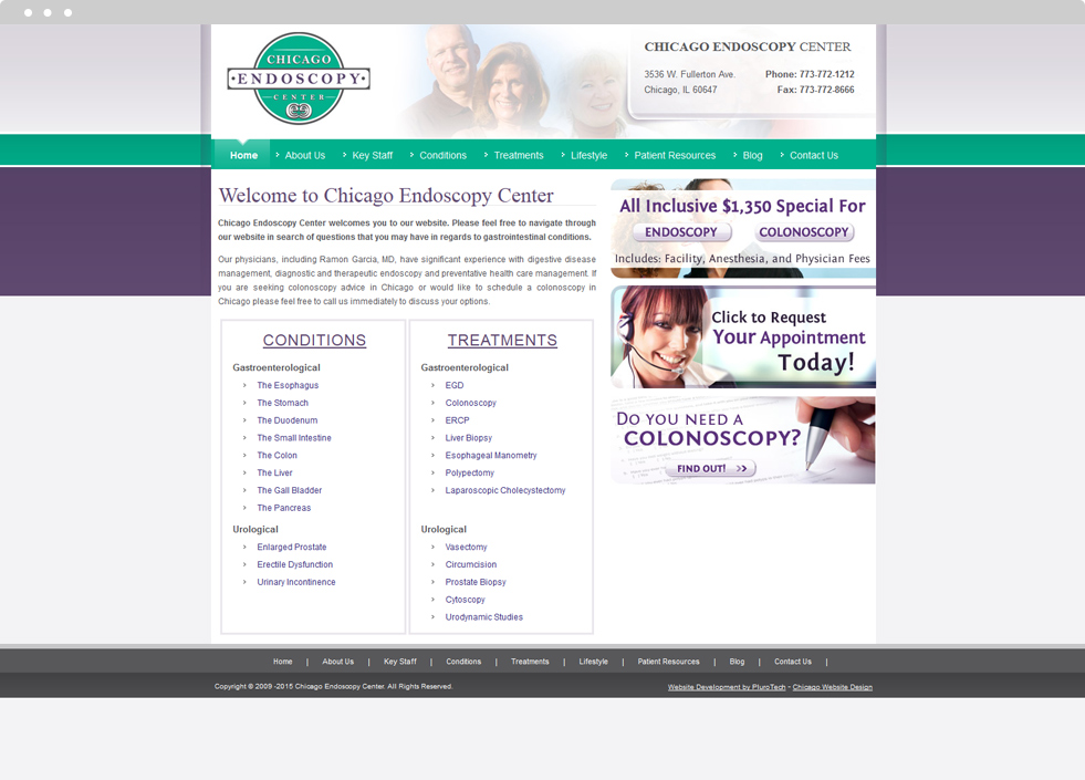 Surgery Website Design - Chicago Endoscopy Center - Homepage