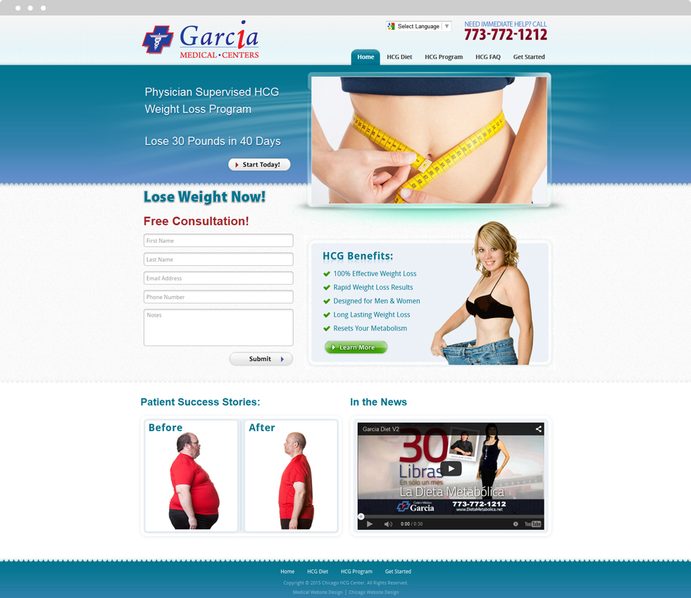 Weight Loss Website Design - Garcia Medical Centers - Homepage