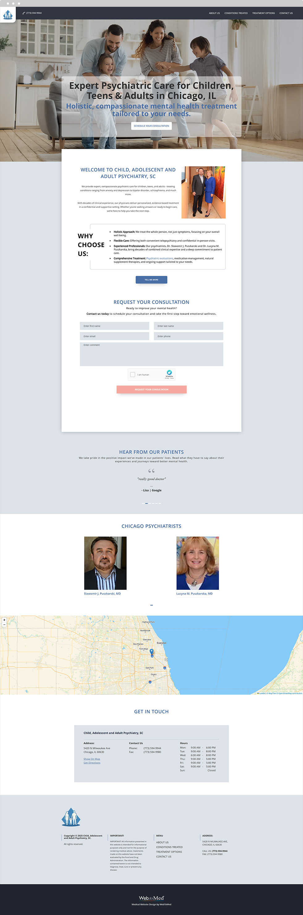 Psychiatry Website Design - Child, Adolescent and Adult Psychiatry, SC - Homepage