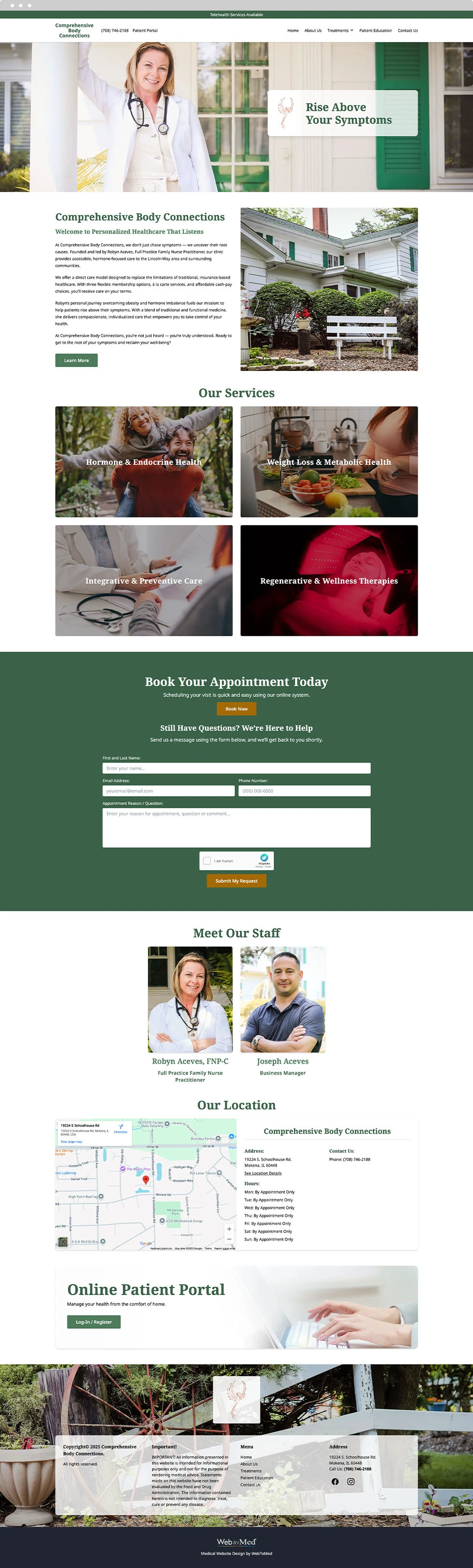 Integrative Medicine Website Design - Comprehensive Body Connections - Homepage