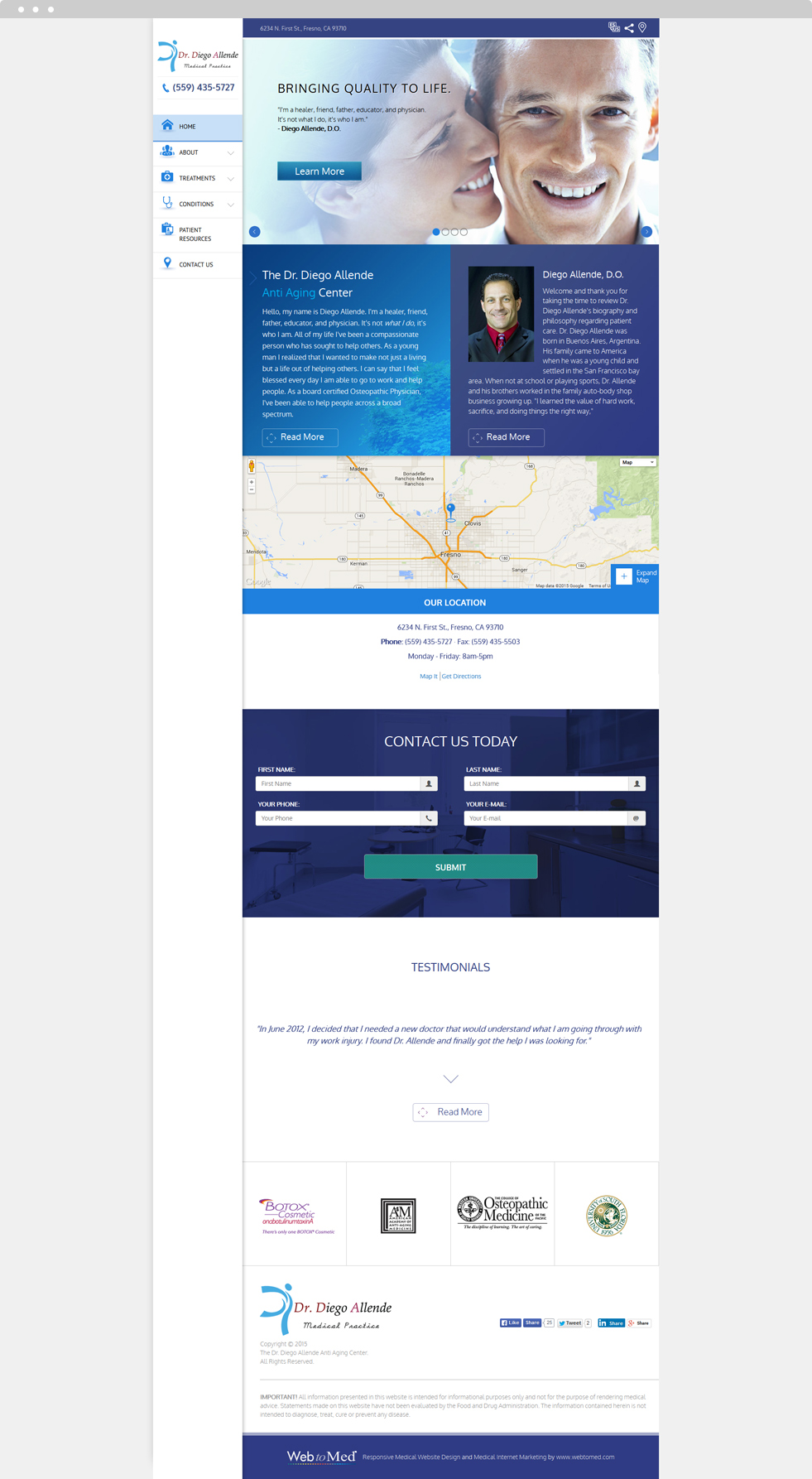 Integrative Medicine Website Design - Dr. Diego Allende Medical Practice - Homepage