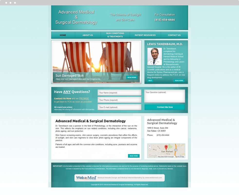 Dermatology Website Design - Advanced Medical & Surgical Dermatology - Homepage