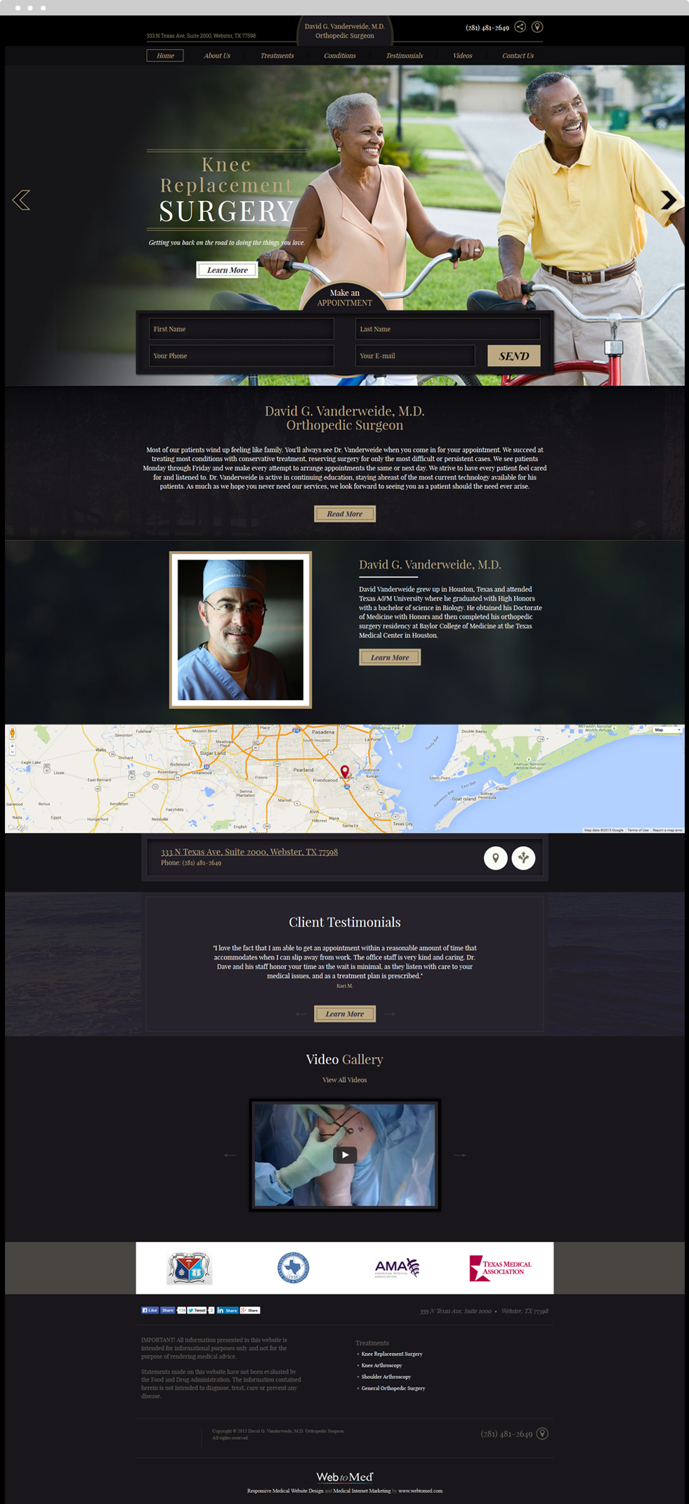 Orthopedic Website Design - David G. Vanderweide, MD Orthopaedic Surgeon - Homepage