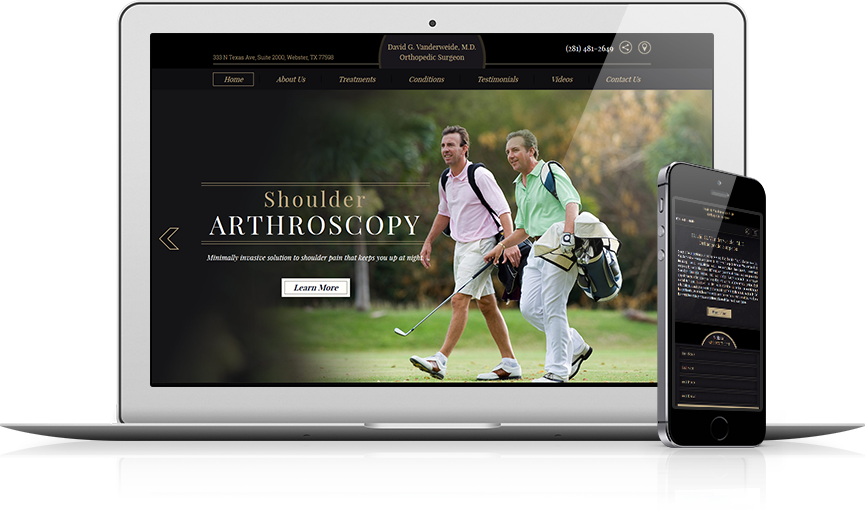 Top Orthopedic Website Design - David G. Vanderweide, MD Orthopaedic Surgeon