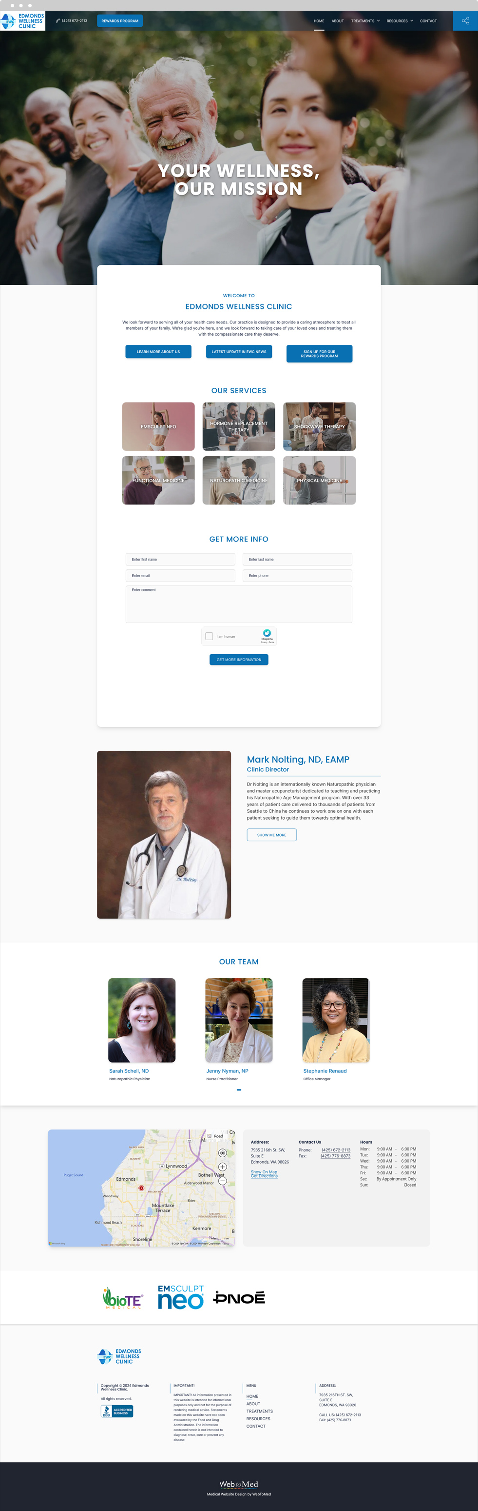 Wellness Website Design - Edmonds Wellness Clinic - Homepage