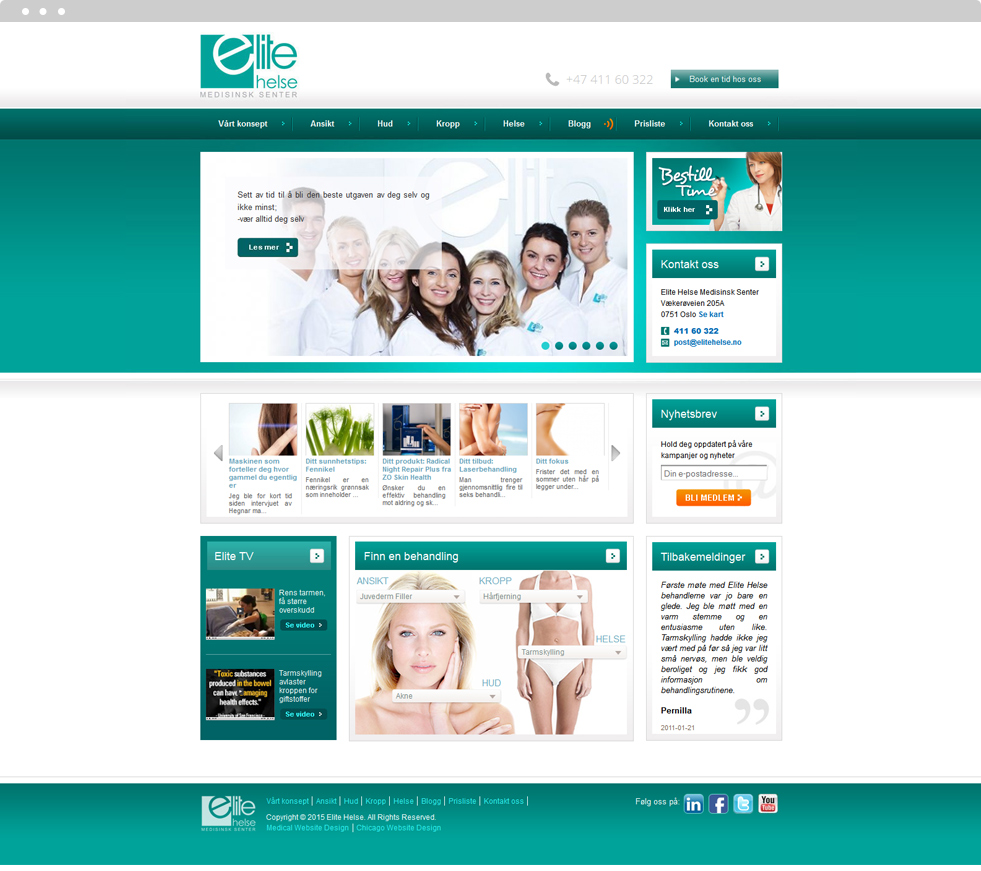 Med Spa Website Design - Elite Helse Medisinsk Senter - Homepage