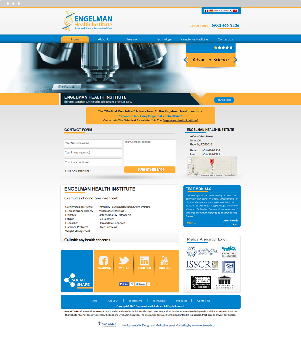 Integrative Medicine Website Design - Engelman Health Institute - Homepage