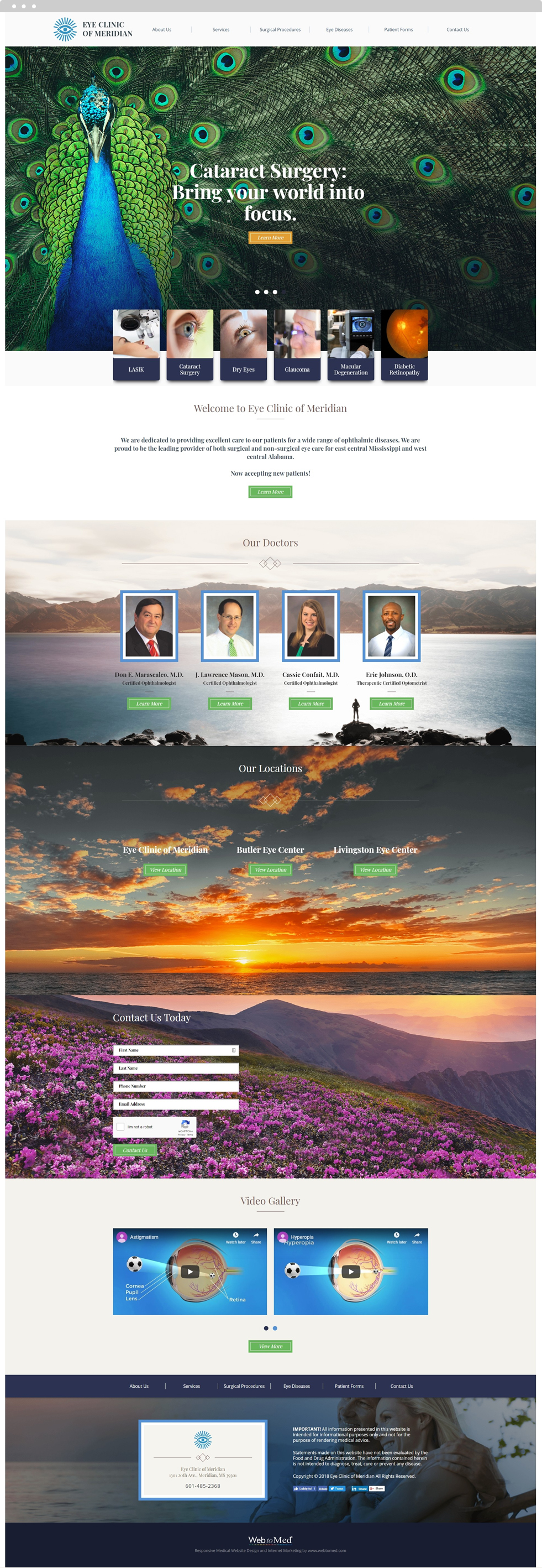 Ophthalmology Website Design - Eye Clinic of Meridian - Homepage