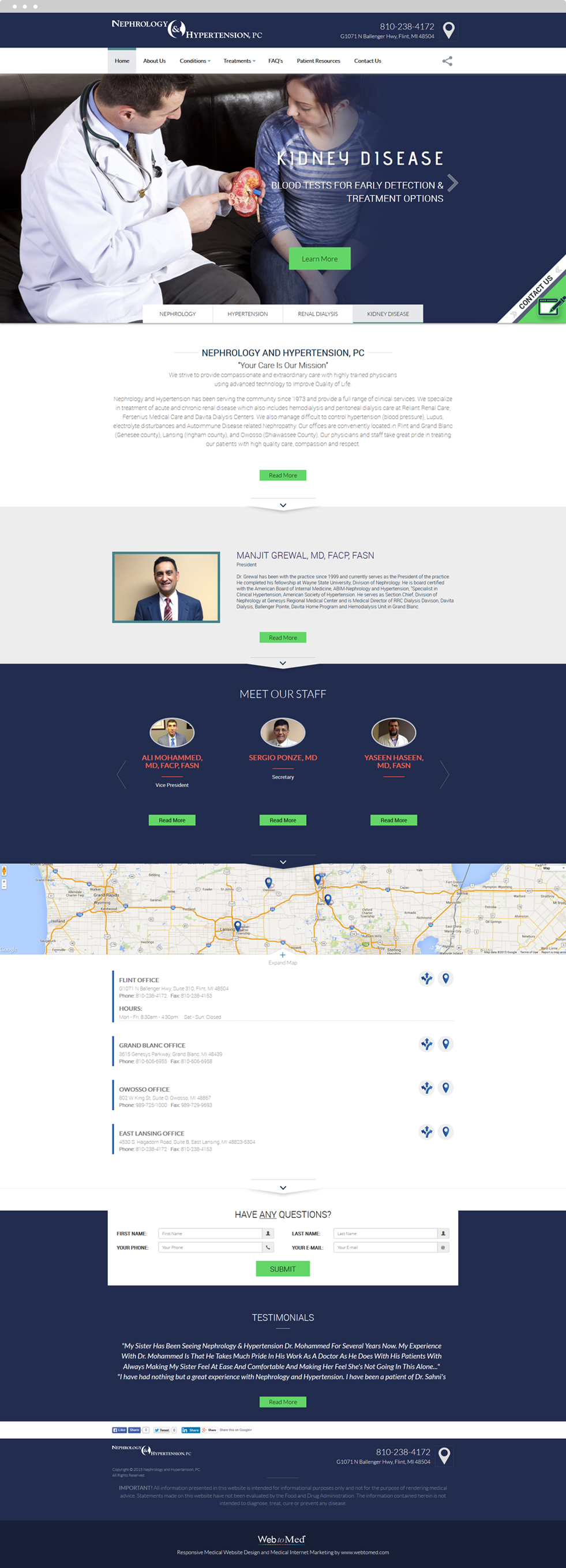 Nephrology Website Design - Nephrology & Hypertension, PC - Homepage