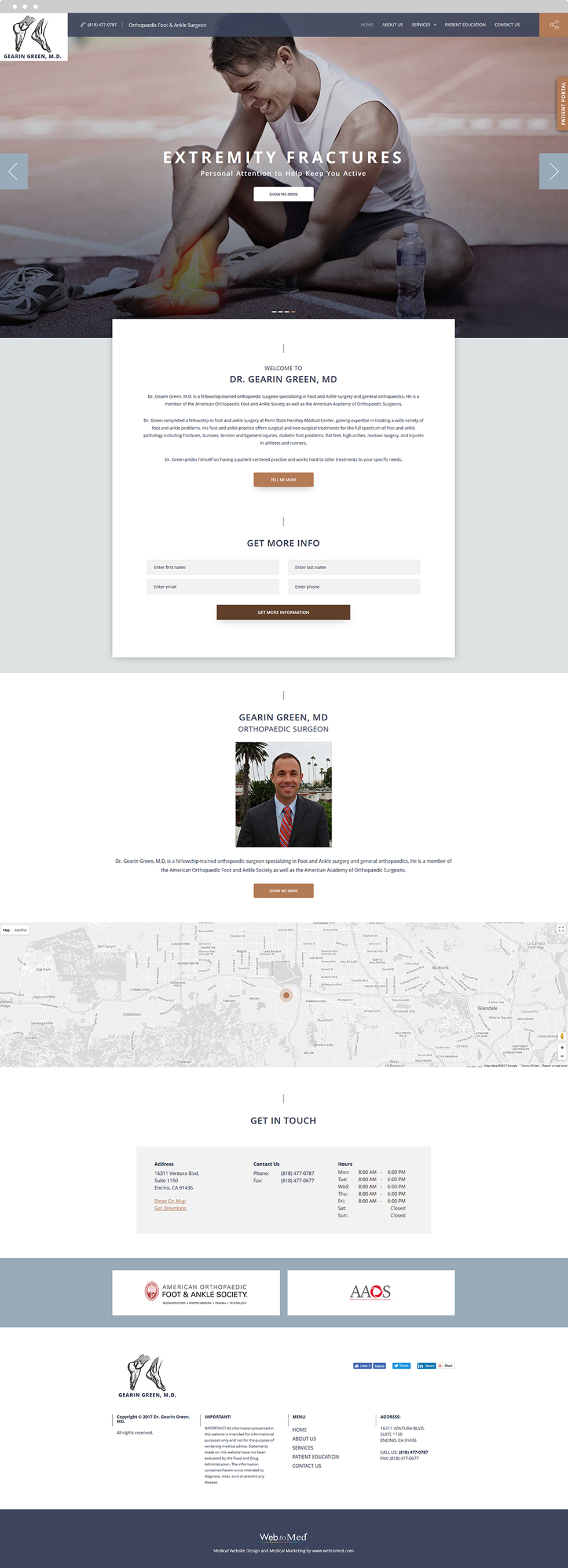 Orthopedic Website Design - Gearin Green, M.D. - Homepage