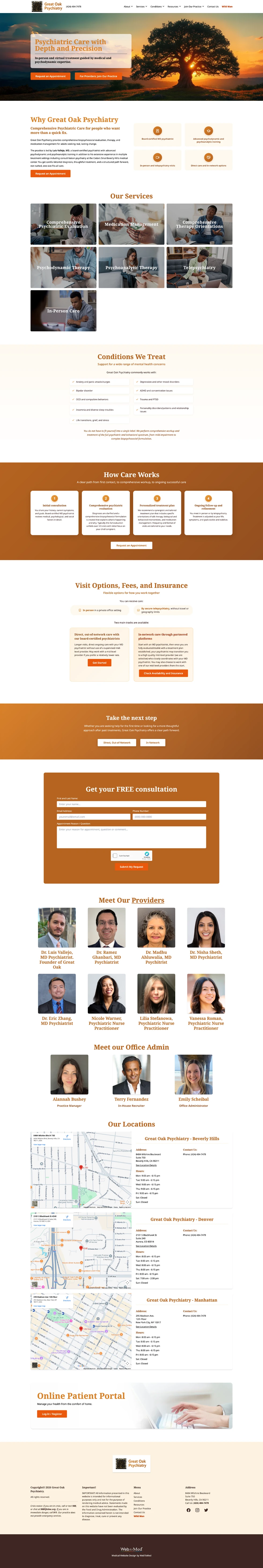 Psychiatry Website Design - Great Oak Psychiatry - Homepage